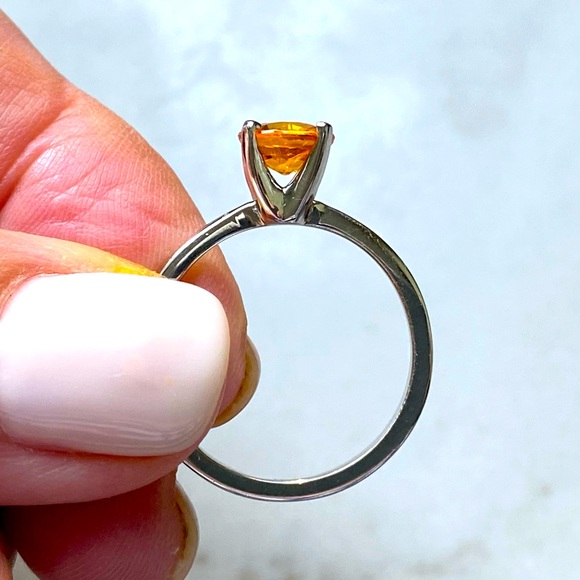 BRAND NEW 1.21 Carat Orange Sapphire Platinum Ring, Sz 6.25 - Picture 10 of 15